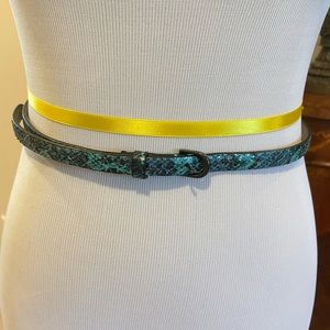 Ann Taylor Turquoise Leather Snakeskin Skinny Belt